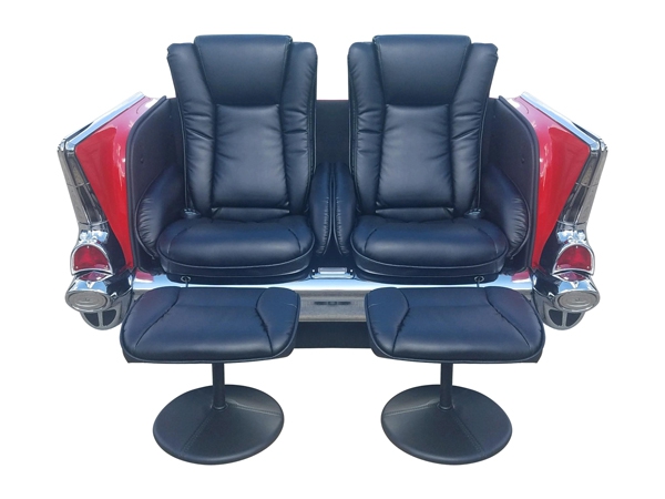 1957 Chevy Bel Air Car Couch with Dual Bucket Recliner Massage Seats