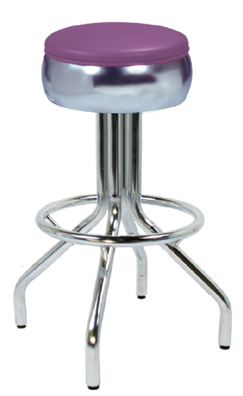 250-781/46 - New Retro Dining 24" or 30" Revolving Single Ring Spider Leg Barstool with Bulged Seat Ring