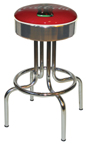 264-46cbb New Retro Dining Coke Bull's-Eye 24" or 30" Revolvng Single Rinig CHrome Ring Seat Barstool