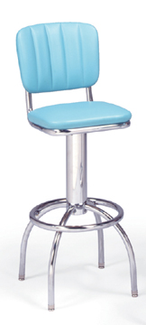 300-939CB - New Retro Dining 24" or 30" Revolving Single Foot Ring Stool with Channel Back and Arched Legs