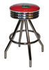 264-46NSCBB New Retro Dining Coke Bull's-Eye 30" Revolving Single Ring Pyramid Base Chrome Scalloped Ring Barstool