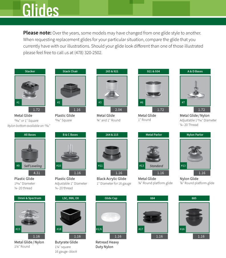 New Retro Dining All Chair, Stool & Table Glides & Caps