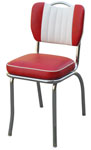 4160T-4260T Heavy Duty (14 AWG) Retro Diner Chair - Chrome Handle with Dual Tone Hand Sewn Roll N Pleat Back