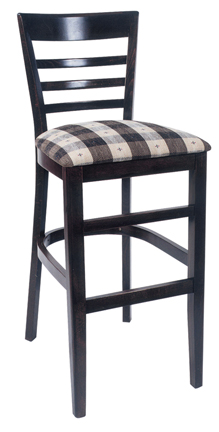 WLS-1300-BS New Retro Dining Woodland Ladder Back Bar Stool with Upholstered Seat