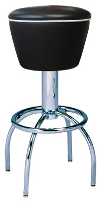 300-161 - New Retro Dining 24" or 30" Revolving Single Foot Ring Stool with Uphostered Drum Seat and arched legs.