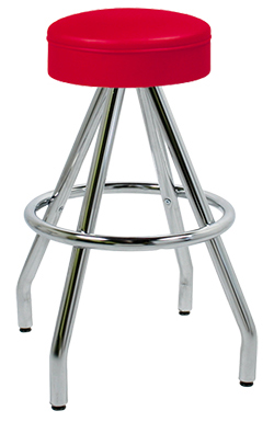 400-125R - New Retro Dining 30" Revolving Single Foot Ring Stool with Upholstered Ring Seat and Pyramid Legs.