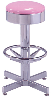 500-46 - New Retro Dining 24" or 30" Stool with Chrome Ring Seat, 3-1/2" Column and Cross Feet Base.