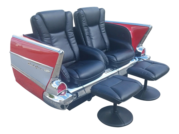 1957 Chevy Bel Air Car Couch with Dual Bucket Recliner Massage Seats