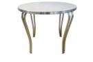 Retro Deco Round Table with Double Tube Pin Legs