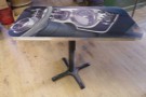 Retro Table Top with Custom Car Decor and 1-1/4 inch Bright Grooved Aluminum Edge