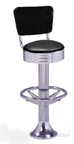 1500-782RB - New Retro Dining Revolving Grooved Ring Fountain Stool with Back and Ring Footrest
