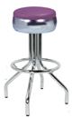 250-781-46 - New Retro Dining 24" or 30" Revolving Spider Leg Stool with Single Foot Ring Buldged Ring Seat Chrome Edge