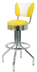 250-782RBEL - New Retro Dining 24" or 30" Revolving Spider Leg Stool with Revolving Ring Seat with Vintage Elite "V" Back Barstool