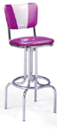 264-921V -New Retro Dining 24" or 30" Revolving Single Ring Barstool with Smooth "V" Back