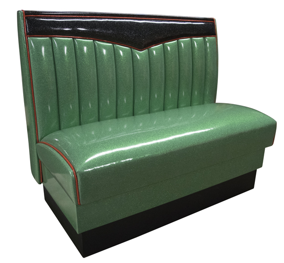 CHevy Bench in Zodiac Green, black and Burgundy Welt