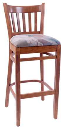 WLS-1000-BS Woodland Slatback Barstool with Upholstered Seat.