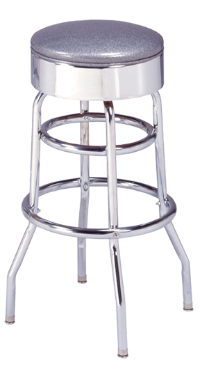 1500-46 Retro Bar Stool with Polished Chrome Ring Seat