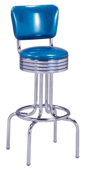 264-782RB - Single ring stool with curved back and revolving grooved ring seat