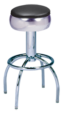 300-781 - New Retro Dining 24" or 30" Revolving Single Foot Ring Stool with Bulged Ring Seat and Arched Legs.