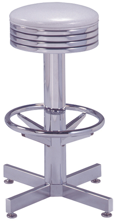 500-782 - New Retro Dining 24" or 30" Single Foot Ring Stool with Grooved Ring Seat, 3-1/2" Column and Cross Feet Base.