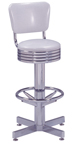 500-782RB - New Retro Dining 24" or 30" Revolving Grooved Ring Column Barstool with Back