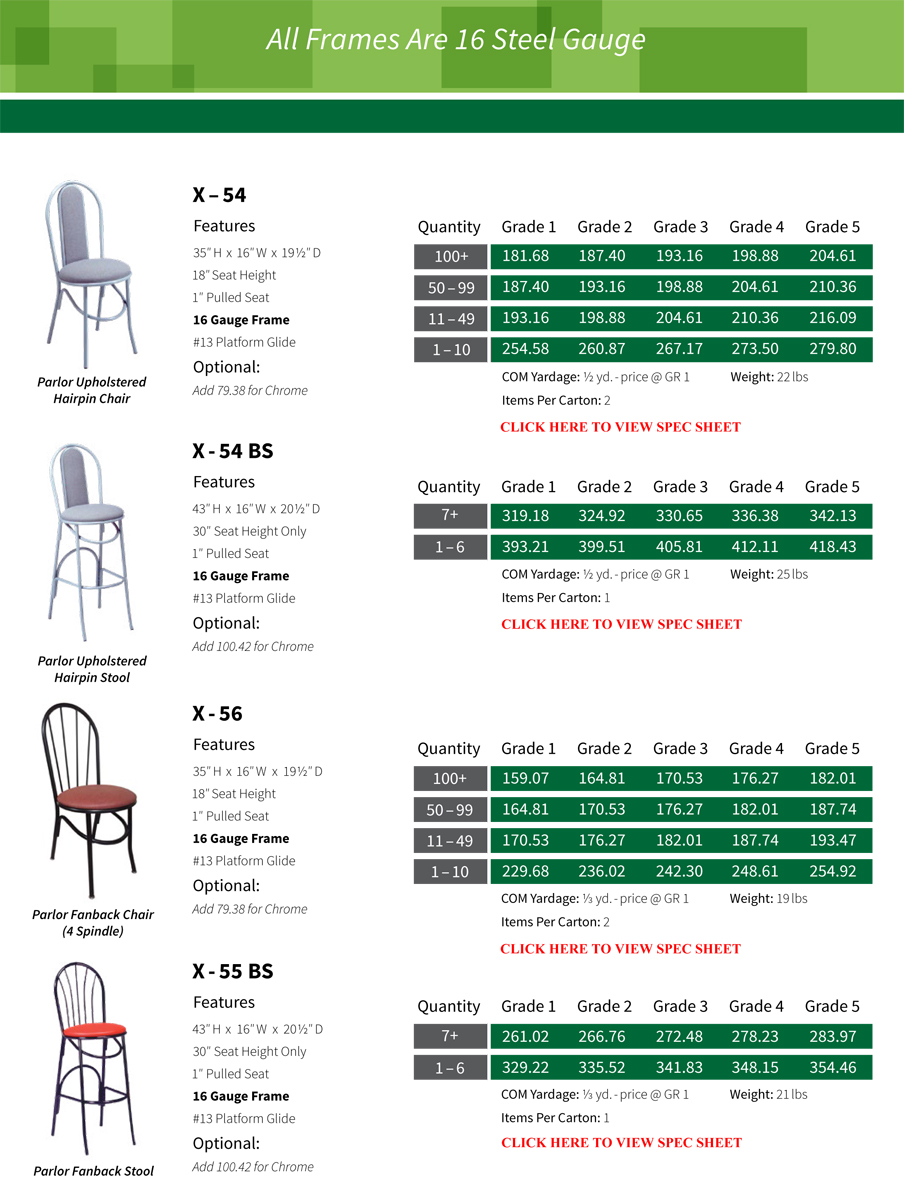 Parlor Chairs and Stools